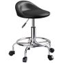 Height-Adjustable Rolling Stool with Backrest, Swivel Stool 59-75 cm, 360 Rotatable, Black Image 5