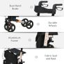 Wheel Rollator with Seat and Back, Folding Mobility Walker with Carry Bag, Adjustable Height, Dual Brakes, Cane Holder, Lightweight Aluminium Walking Frame for Seniors and Disabled, Gold Tone Image 6