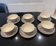 Royal Doulton 'bridal veil' set of six soup bowls and matching saucers