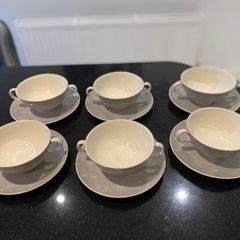 Royal Doulton 'bridal veil' set of six soup bowls and matching saucers