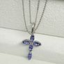 Tanzanite White Zircon Cross Pendant with Chain Image 6