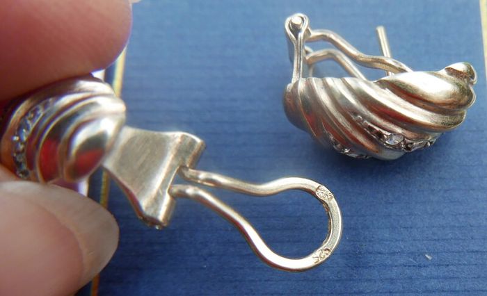 Vintage Sterling Silver  Earrings 1980s Gold Plated Shell Design 4,70g