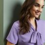 Simon Jersey Lilac Tie Neck Blouse Office Salon Therapist Work Uniform UK8 Payment by Paypal or Revolut Image 9