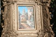 Antique Small oil on canvas painting and gold Louis Style French Deluxe Antique Frame (13,5" x 15,5")