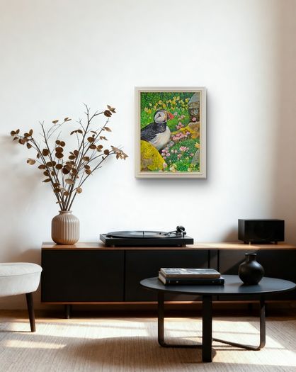 Puffin at Saltee Island'' | oil Painting | Framed
