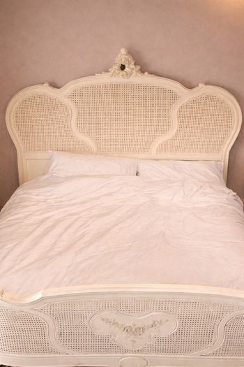 Vintage French Style Rattan / Cane Bed Frame - Cream Antique Finish - King Size
