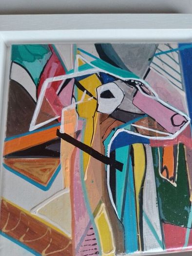 Original Painting of a Dog Framed Original Abstract Painting of Dog  Fauvist Art Figurative Art