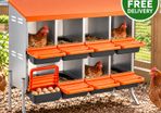 Chicken Nesting Boxes with 8 Compartments and Support Legs  Roll Away Egg Collection System