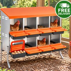 Chicken Nesting Boxes with 8 Compartments and Support Legs  Roll Away Egg Collection System