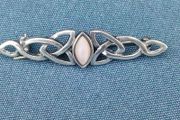Vintage Sterling silver and White opal brooch