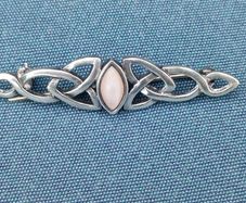 Vintage Sterling silver and White opal brooch