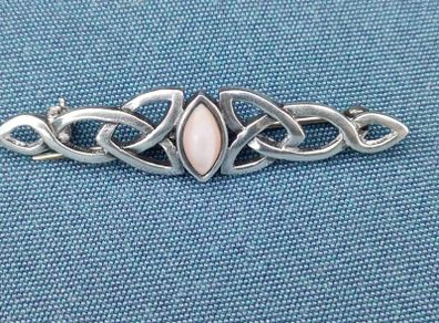 Vintage Sterling silver and White opal brooch