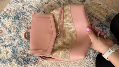 Mini Backpack/Purse (Light Pink & Beige)