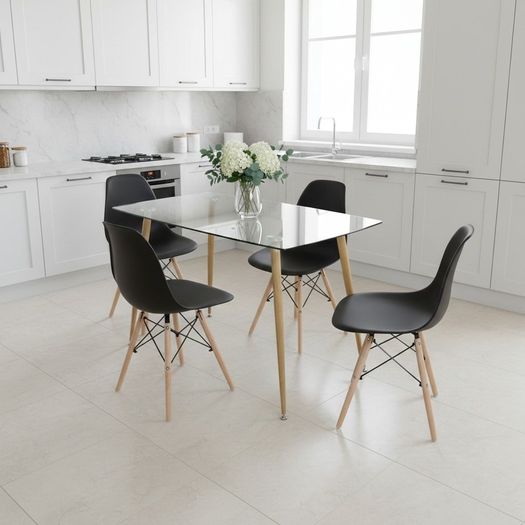 Nordic Dining Set 4 chairs Black . Free delivery