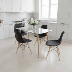 Nordic Dining Set 4 chairs Black . Free delivery