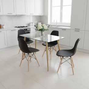Nordic Dining Set 4 chairs Black . Free delivery