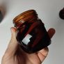 351 - Set of 3 Vintage Collectible Decorative Amber Glass Marmite Jars Image 7