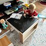 Kids Table and Chair Set, 4 in 1 Toddler Desk with Storage Drawer, Wooden Activity Table for 2 in 1 Detachable Tabletop,Bookshelf, Suitable for Classroom, Home, Nursery, Playroom Image 6