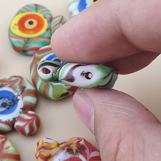 Vintage Venetian Style Feather Desgin Eyes Glass Bead Pendant