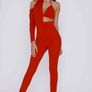 Tall Red Asymmetric High Neck Jumpsuit size 8 in the style Image 4
