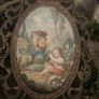 Vintage Italian Silk Prints in Ornate Baroque Frames - Pair Image 3