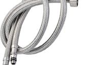 Pack of 2 Kitchen/Basin Monobloc Mixer Tap Connectors Flexi Pipes Tails British Standard Pipe M10 x1/2 Fitting 600mm Long (Silver Pipes)