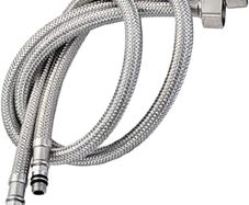 Pack of 2 Kitchen/Basin Monobloc Mixer Tap Connectors Flexi Pipes Tails British Standard Pipe M10 x1/2 Fitting 600mm Long (Silver Pipes)