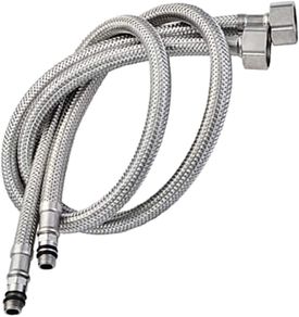 Pack of 2 Kitchen/Basin Monobloc Mixer Tap Connectors Flexi Pipes Tails British Standard Pipe M10 x1/2 Fitting 600mm Long (Silver Pipes)