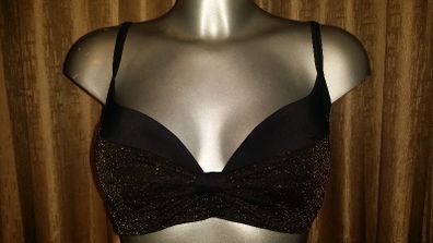 Brand new Black/gold padded bikini bra size UK32D/DD EU70D/DD Postage included