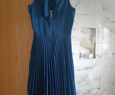 Closet London multi tie ink navy half pleated dress 10 occasion wedding