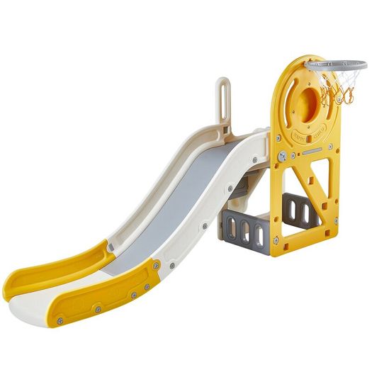 Indoor Outdoor kids Toddler garden slide  Toddler Slide, Kid Slide for Toddlers Age 1-12 w/ Climbable Ladders & Basketball Hoop & Storage Space, Indoor Outdoor Slide Playset for Kids Within 50kg, Toddler Playground w/ Raised Handrail