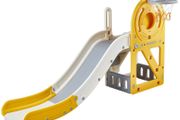 Indoor Outdoor kids Toddler garden slide  Toddler Slide, Kid Slide for Toddlers Age 1-12 w/ Climbable Ladders &amp; Basketball Hoop &amp; Storage Space, Indoor Outdoor Slide Playset for Kids Within 50kg, Toddler Playground w/ Raised Handrail