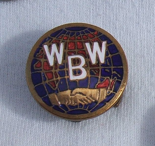Wide World Brotherhood (WWB) membership enamel badge (c.1950)