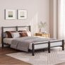 16cm Low Profile Double Bed Frame with Headboard, 4ft6 Metal Sturdy Steel Slat Support, Noise-Free 135x190cm Platform Mattress Base, No Box Spring Needed, Black Image 5
