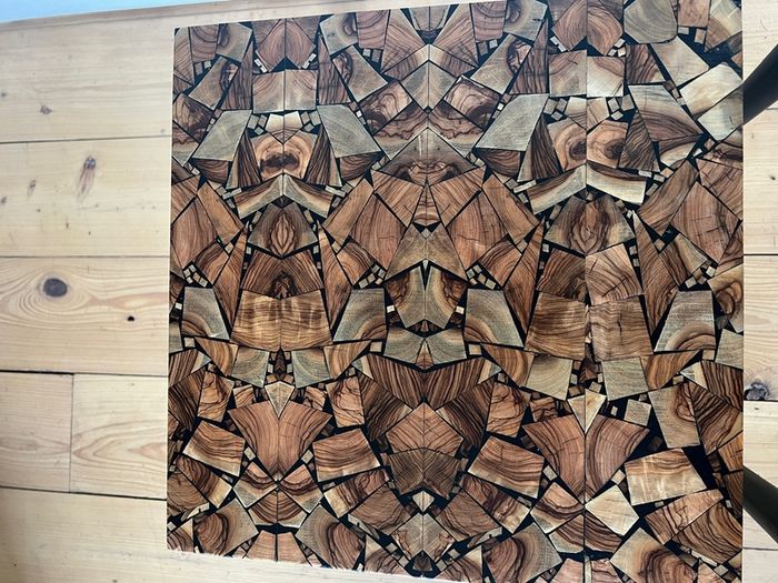 NEW PRICE DROP Coffee/Side Tables set of one off designed marquetry topped side tables