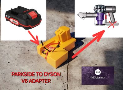Dyson V6 to Parkside X-20V Battery Adapter STL ONLY