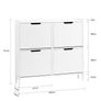 Slim Shoe Cabinet with 4 Doors Black or White 100 x 91 x 19 cm Image 4