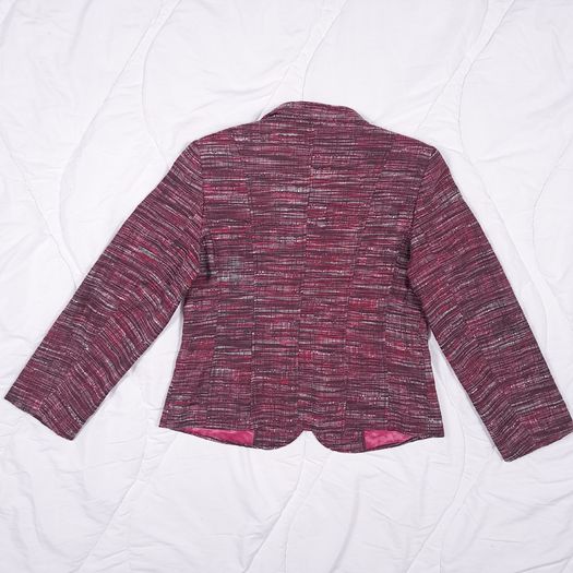 Marks & Spencer Pink Red Textured Tweed Button-Up Tailored Slim Fit Blazer 10UK/38EU