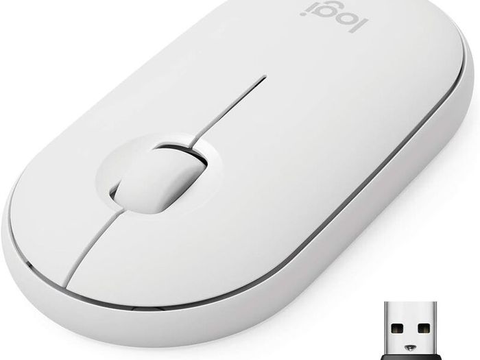Logitech Pebble M350 Wireless Mouse with Bluetooth or USB - Silent, Slim Computer Mouse with Quiet Click for iPad, Laptop, Notebook, PC and Mac - Off White