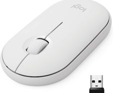 Logitech Pebble M350 Wireless Mouse with Bluetooth or USB - Silent, Slim Computer Mouse with Quiet Click for iPad, Laptop, Notebook, PC and Mac - Off White