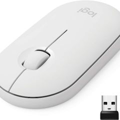 Logitech Pebble M350 Wireless Mouse with Bluetooth or USB - Silent, Slim Computer Mouse with Quiet Click for iPad, Laptop, Notebook, PC and Mac - Off White