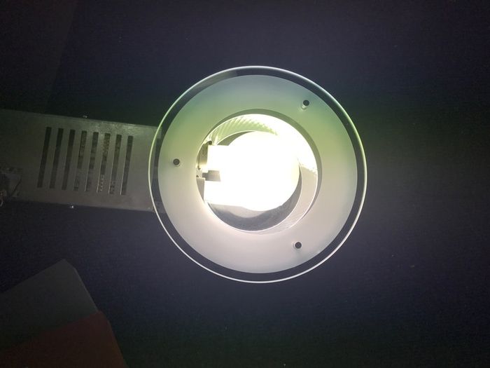 3 white surround with chrome inset and frost glass Down lights 9.5in wide