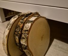 3 natural wood slices,  varnished