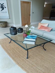 glass coffee table  122cm l x 80 w