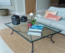 glass coffee table  122cm l x 80 w