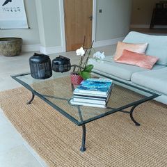 glass coffee table  122cm l x 80 w