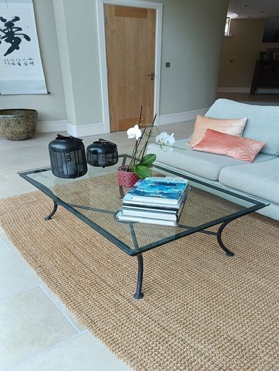 glass coffee table  122cm l x 80 w