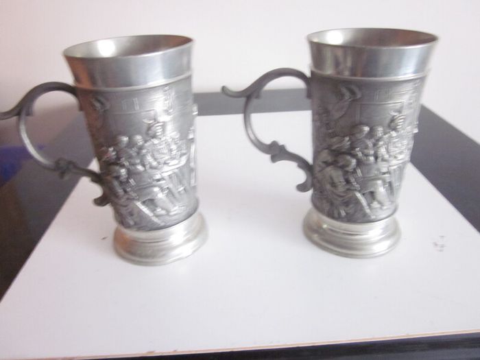 Vintage Pair of Reid Zinn Germany Pewter Stein