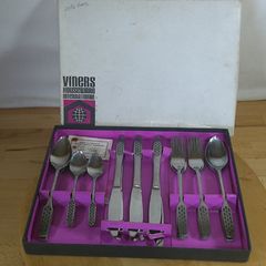 Viners Shapes Cutlery Set 23 Piece Hammered Stainless Steel Service for 6