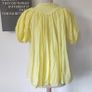 VINTAGE 1970s folk smock blouse Indian cotton delicate yellow embroidered florals S M Made in India summer holiday Image 4